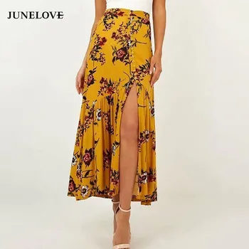 Heydress Bohemian Flower Print Single Breasted Buttons Skirt Front Slit Skirt Vintage Back Elastic Waist Maxi Long Skirt Bottoms
Heydress Bohemian Flower Print Single Breasted Buttons Skirt Front Slit Skirt Vintage Back Elastic Waist Maxi Long Skirt Bottoms