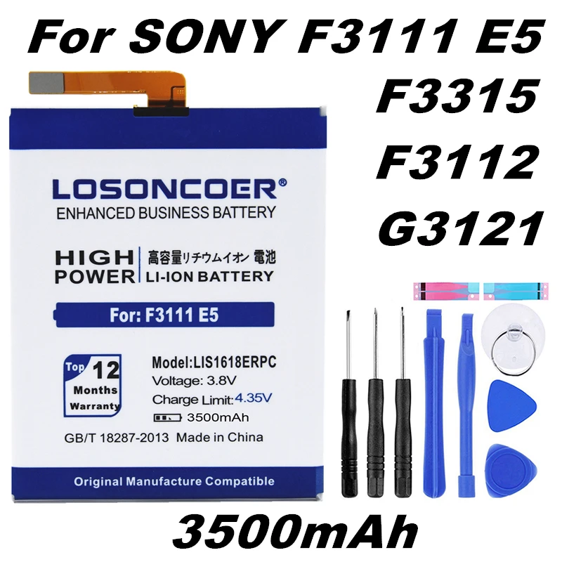 4250mAh LIS1618ERPC Battery for SONY Xperia XA (F3111) E5 F3313 F3112 F3116 F3115 F3311 Battery G3121 G3123 G3125 G3112 G3116
4250mAh LIS1618ERPC Battery for SONY Xperia XA (F3111) E5 F3313 F3112 F3116 F3115 F3311 Battery G3121 G3123 G3125 G3112 G3116