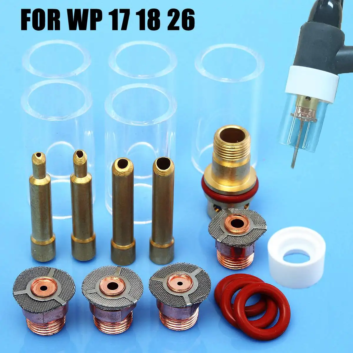 18Pcs TIG Welding Torch Collet Body Pyrex Cup Accessories for WP-17/18/26 Series Welding Machine 
18Pcs TIG Welding Torch Collet Body Pyrex Cup Accessories for WP-17/18/26 Series Welding Machine