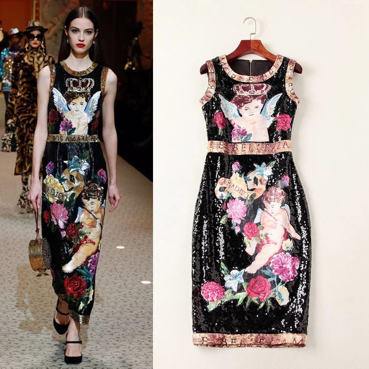 European Station 2019 Spring Women Collar Sleeveless Heavy Industry Booking Beads Angel Sticker Embroidery Slimming Dress Women
European Station 2019 Spring Women Collar Sleeveless Heavy Industry Booking Beads Angel Sticker Embroidery Slimming Dress Women
