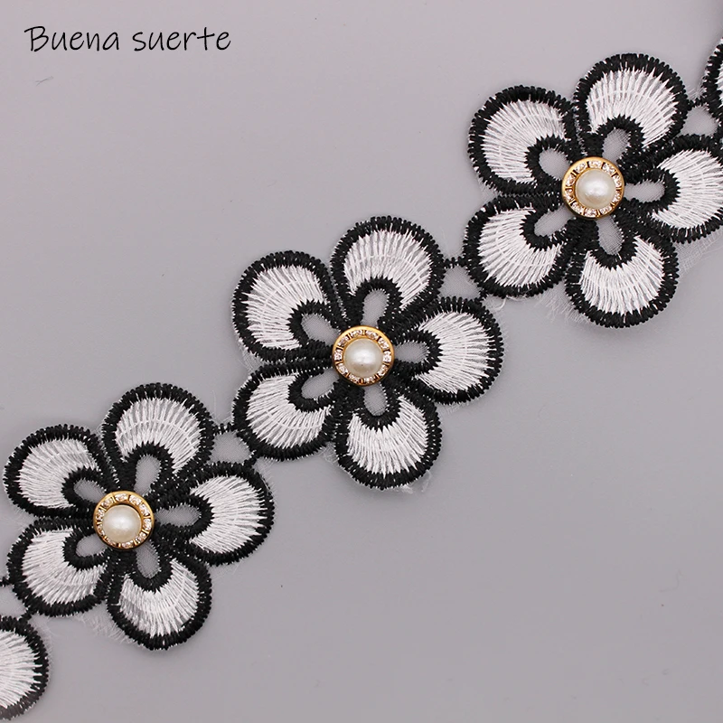10x White Black Pearl Diamond Flower Handmade Beaded Embroidered Lace Trim Ribbon Double Layered Applique Dress DIY Sewing Craft
10x White Black Pearl Diamond Flower Handmade Beaded Embroidered Lace Trim Ribbon Double Layered Applique Dress DIY Sewing Craft