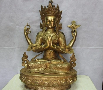 Tibet Bronze Copper Buddhism Dragon Four arm Guanyin Kwan-yin Bodhisattva Statue
Tibet Bronze Copper Buddhism Dragon Four arm Guanyin Kwan-yin Bodhisattva Statue