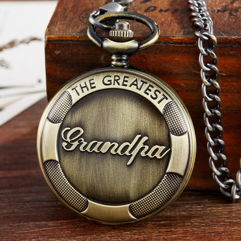 Retro Bronze THE GREATEST Grandpa Pocket Watch with FOB Chain Fashion Mens Grandpa Present Steampunk Vintage Quartz Pocket Watch
Retro Bronze THE GREATEST Grandpa Pocket Watch with FOB Chain Fashion Mens Grandpa Present Steampunk Vintage Quartz Pocket Watch