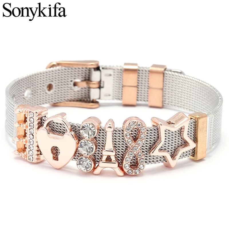 High Quality Rose Gold Color Stainless Steel Mesh Bracelet Love Lock Charms Pandoro Bracelet European Woman Watch Accessories
High Quality Rose Gold Color Stainless Steel Mesh Bracelet Love Lock Charms Pandoro Bracelet European Woman Watch Accessories