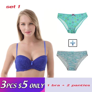 3Pcs/Pack Sexy Lace 1/2 Cup For Women Bra Underwear Underwire Push Up Bras Set And Female Briefs Cotton Panty
3Pcs/Pack Sexy Lace 1/2 Cup For Women Bra Underwear Underwire Push Up Bras Set And Female Briefs Cotton Panty