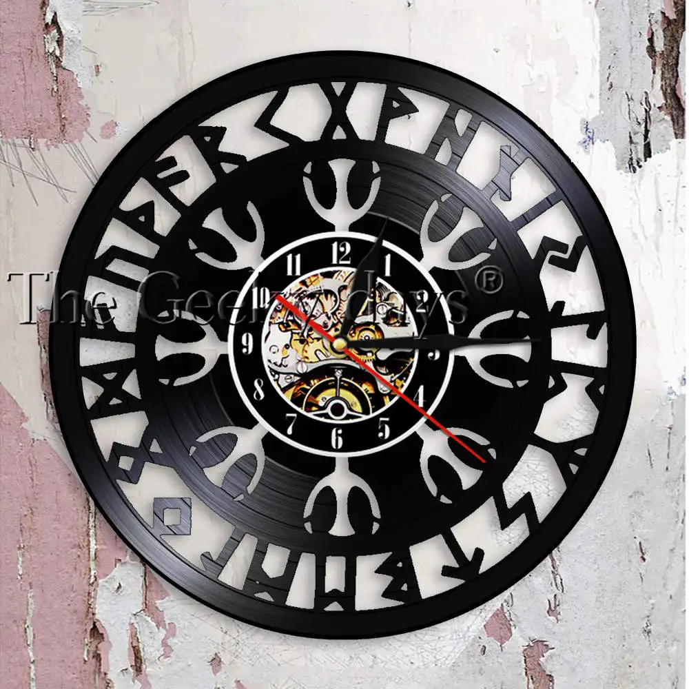 Mysterious Norse Magick Viking Compass Wall Clock Norse Talisman Aegishjalmr Helm of Awe Protection Symbol Vinyl Record Clock
Mysterious Norse Magick Viking Compass Wall Clock Norse Talisman Aegishjalmr Helm of Awe Protection Symbol Vinyl Record Clock