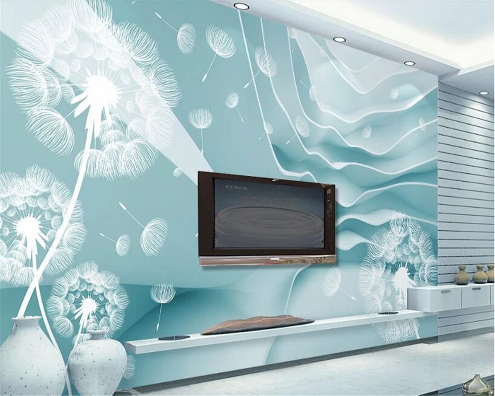 

beibehang Can customize any size ultra-sliding papel de parede 3d wallpaper modern minimalist 3D space dandelion background wall