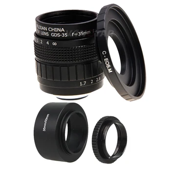 FUJIAN 35mm F1.7 CCTV Lens + C-EOS M Mount + Lens Hood + Macro Ring for Canon EOS M M2 M3 M5 M6 M10
FUJIAN 35mm F1.7 CCTV Lens + C-EOS M Mount + Lens Hood + Macro Ring for Canon EOS M M2 M3 M5 M6 M10