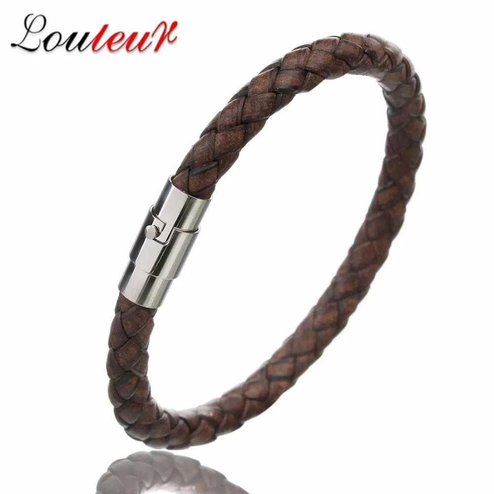 LOULEUR New Handmade Gold/Silver Vintage Men Leather Bracelets Stainless Steel Magnetic Clasp Braided Black Brown Male Bangles
LOULEUR New Handmade Gold/Silver Vintage Men Leather Bracelets Stainless Steel Magnetic Clasp Braided Black Brown Male Bangles