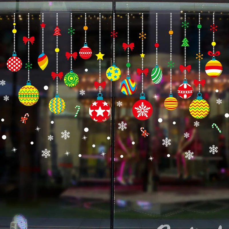 Рождественские украшения в виде цветных шаров Настенная Наклейка для спальни