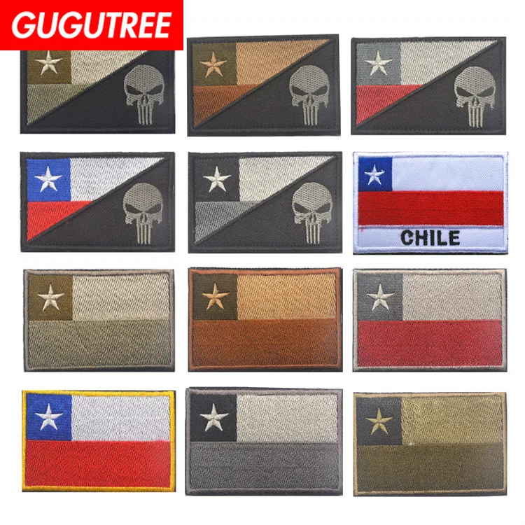 GUGUTREE embroidery HOOK&LOOP Chilean flag punisher patch national flag patches badges applique patches for clothing AD-257
GUGUTREE embroidery HOOK&LOOP Chilean flag punisher patch national flag patches badges applique patches for clothing AD-257