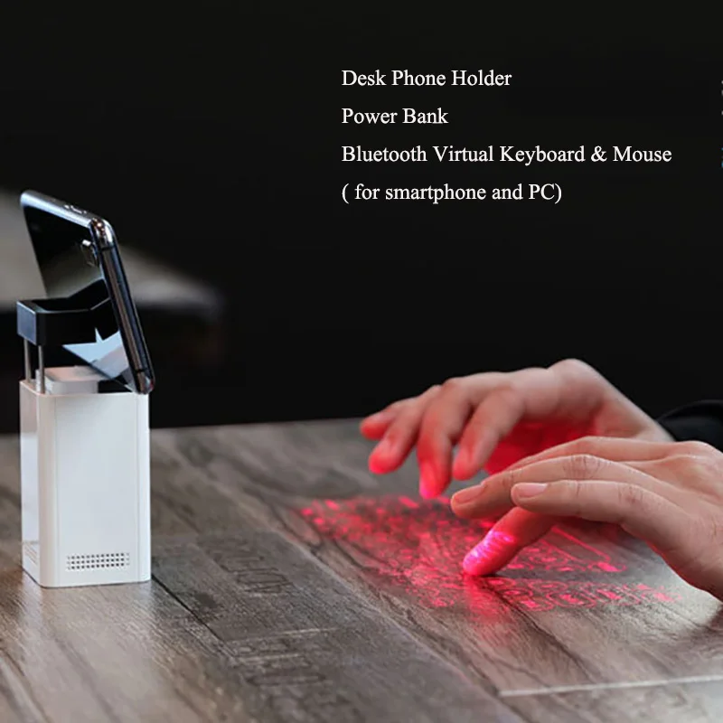 Phone Holder for smartphone Power Bank Stand with Wireless Laser Projection Virtual Keyboard Mouse for iphone for ipad Tablets
Phone Holder for smartphone Power Bank Stand with Wireless Laser Projection Virtual Keyboard Mouse for iphone for ipad Tablets