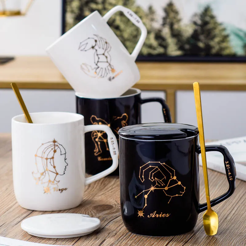 12 Constellation Ceramic Mug with Covered Spoon Creative Black and White Couple Coffee Cup ins Water Cup
12 Constellation Ceramic Mug with Covered Spoon Creative Black and White Couple Coffee Cup ins Water Cup