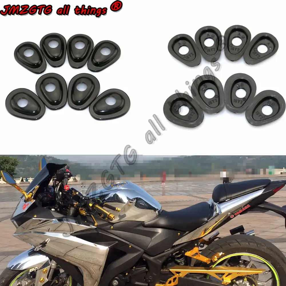 Homyl 4pcs Turn Signal Adapters Spacers for Yamaha YZF R6 R1 1998-2012 FZ1 FZ6 FZ6R FZ8 XJ6 Light Indicators Front or Rear Black
