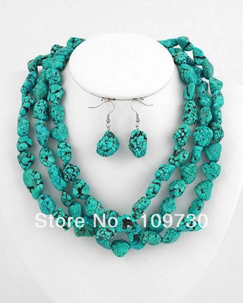 Hot sell Noble- hot sell new - Jewelry 00408 Long 45"inch Natural turquoise irregular Beads jewelry Necklace&earrings (A0425)
Hot sell Noble- hot sell new - Jewelry 00408 Long 45"inch Natural turquoise irregular Beads jewelry Necklace&earrings (A0425)