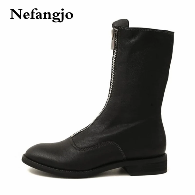 Nefangjo 2018 Women Boots Front Zipper Retro Leather Thick-heel Mid-Calf Martins Fashion perfect Leisure non-slip Women Boots
Nefangjo 2018 Women Boots Front Zipper Retro Leather Thick-heel Mid-Calf Martins Fashion perfect Leisure non-slip Women Boots