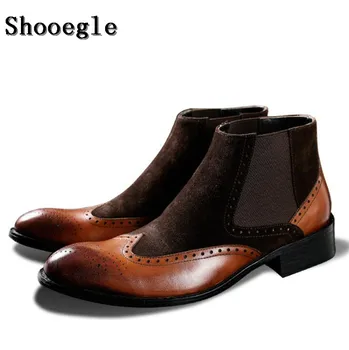 SHOOEGLE Mens Black Brown Leather Boots Anti-Skid Ankle Botas Fashion Luxury Patchwork Motorcycle Boots Man Chaussure Homme
SHOOEGLE Mens Black Brown Leather Boots Anti-Skid Ankle Botas Fashion Luxury Patchwork Motorcycle Boots Man Chaussure Homme