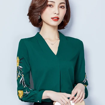 2018 New Spring summer women Embroidery Shirt long-sleeved chiffon all-match blouse office lady work clothing tops
2018 New Spring summer women Embroidery Shirt long-sleeved chiffon all-match blouse office lady work clothing tops