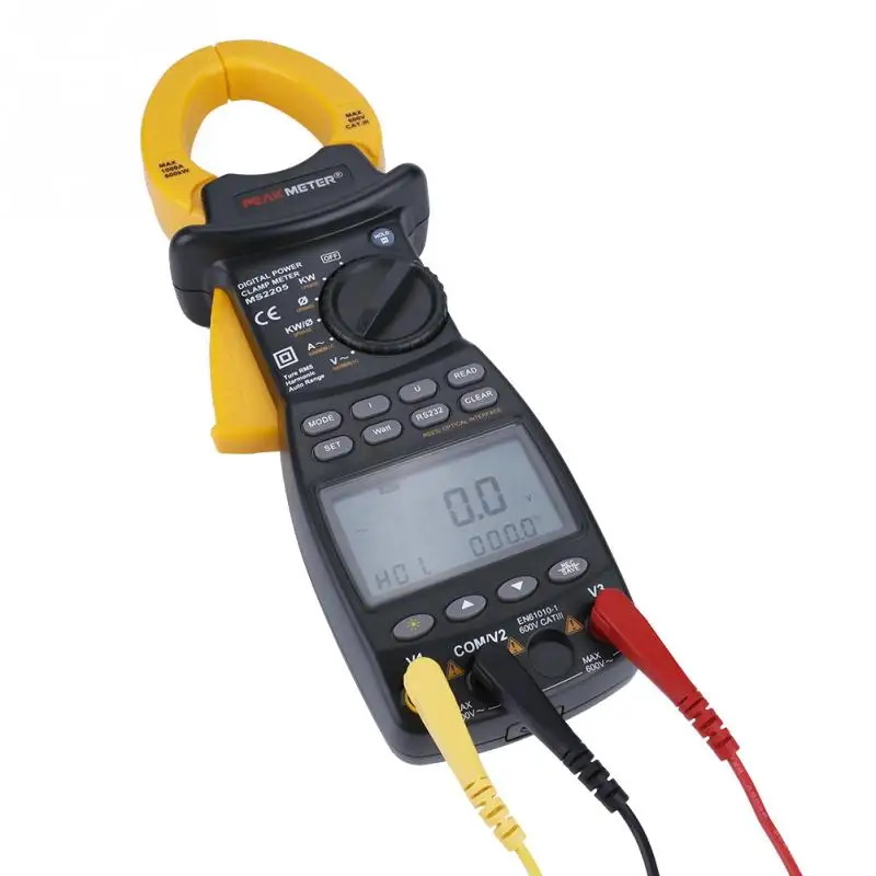 PEAKMETER MS2205 Three-phase Clamp Power Meter Multifunction Harmonic Power Tester With Test Probes
PEAKMETER MS2205 Three-phase Clamp Power Meter Multifunction Harmonic Power Tester With Test Probes