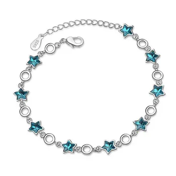 Women Fashion 925 Silver Blue Crystal Pentagram Star Chain Bracelet For Lady Female Simple Party Charm Bracelet Jewelry BL090
Women Fashion 925 Silver Blue Crystal Pentagram Star Chain Bracelet For Lady Female Simple Party Charm Bracelet Jewelry BL090