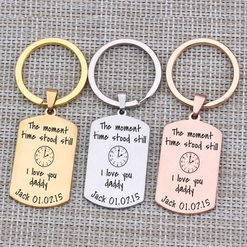 The Moment I Love You Key Chain Date & Name Customized Jewelry To Daddy Father's Day Birthday Keyring Men Fashion Key Pendant
The Moment I Love You Key Chain Date & Name Customized Jewelry To Daddy Father's Day Birthday Keyring Men Fashion Key Pendant