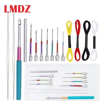 LMDZ 15 Pcs Embroidery Stitching Punch Needles Set Poking Cross Stitch Tools Crochet Knitting Art Handmaking Needles with Thread
