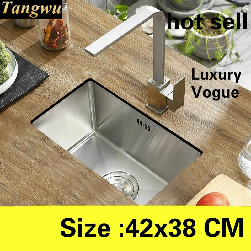 

Free shipping Apartment balcony kitchen manual sink single trough do the dishes mini 304 stainless steel hot sell 420x380 MM