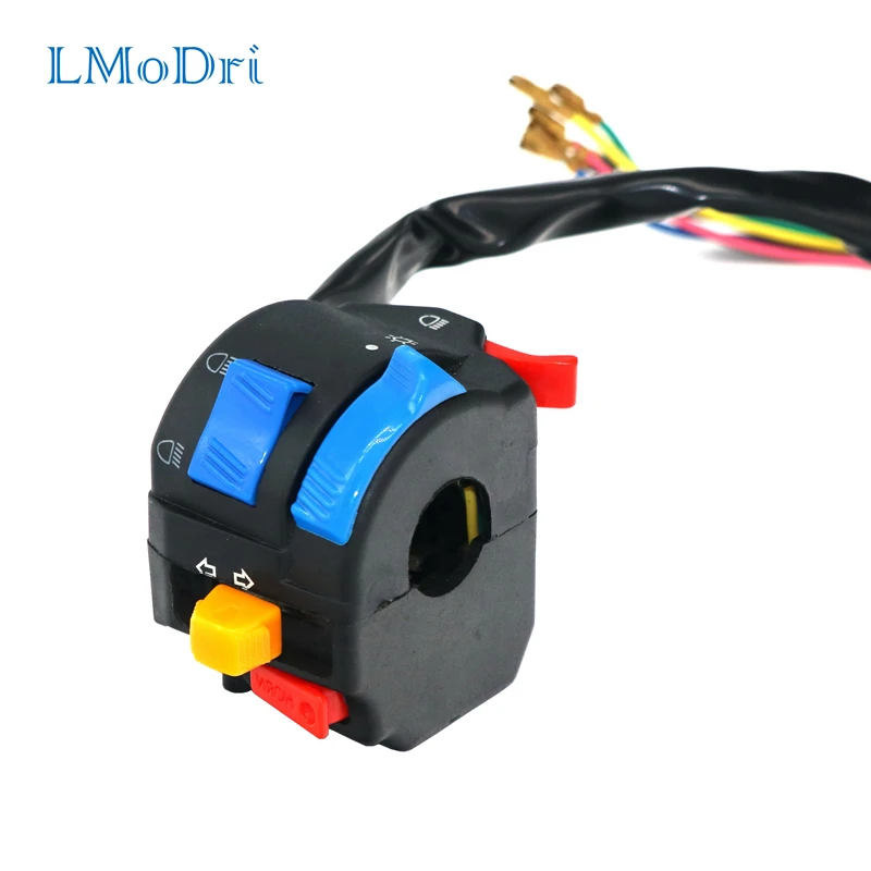 

LMoDri Motorcycle Multi-function Switch 22mm Handlebar Dirt Bike ATV Five-function Switches ON/OFF For Head Light Horn Indicator