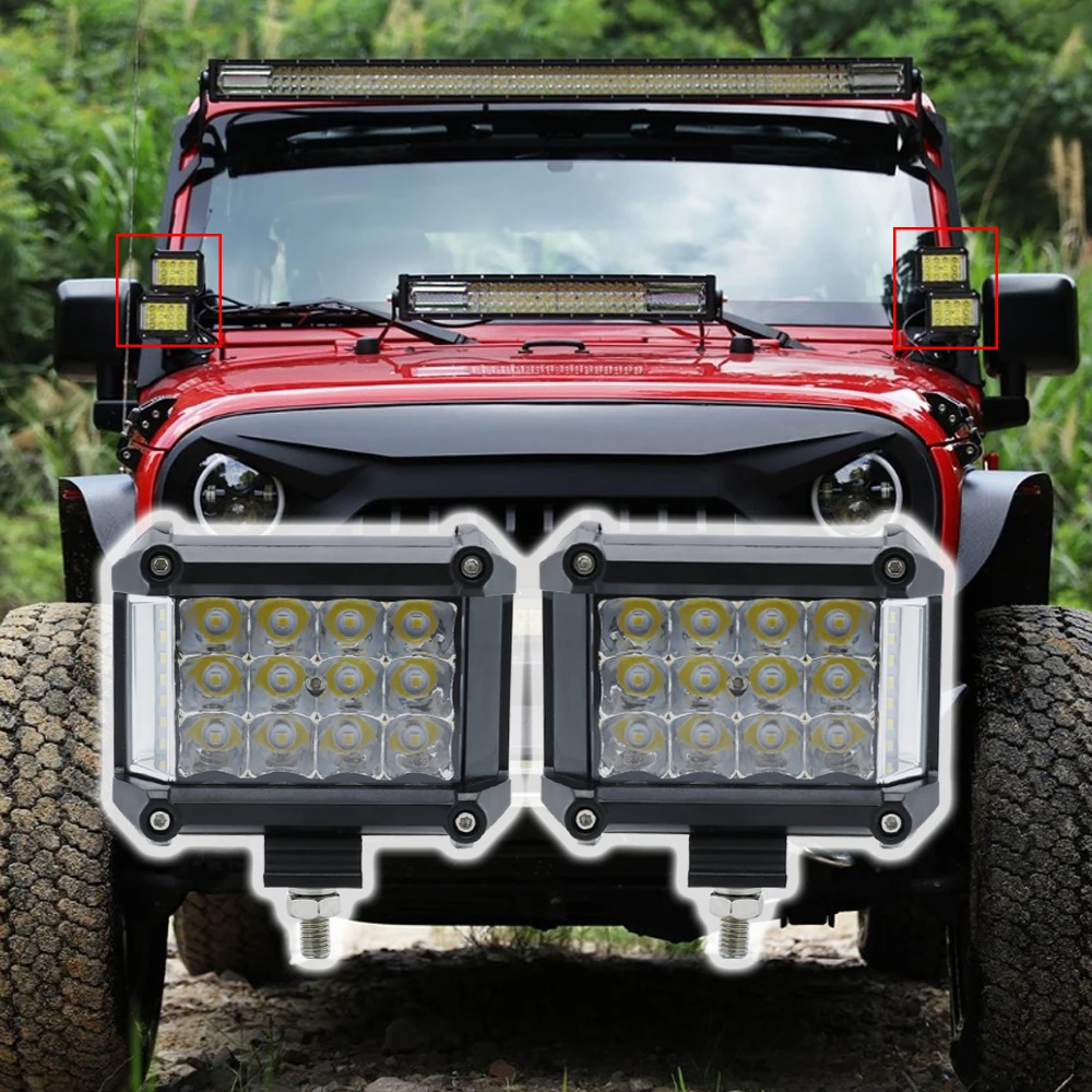 2pcs 4 57W LED Work Light Flood 4x4 Offroad Led Bar Light Driving Lamp Headlight Trucks Boat ATV SUV 4WD 12v 24v (13)