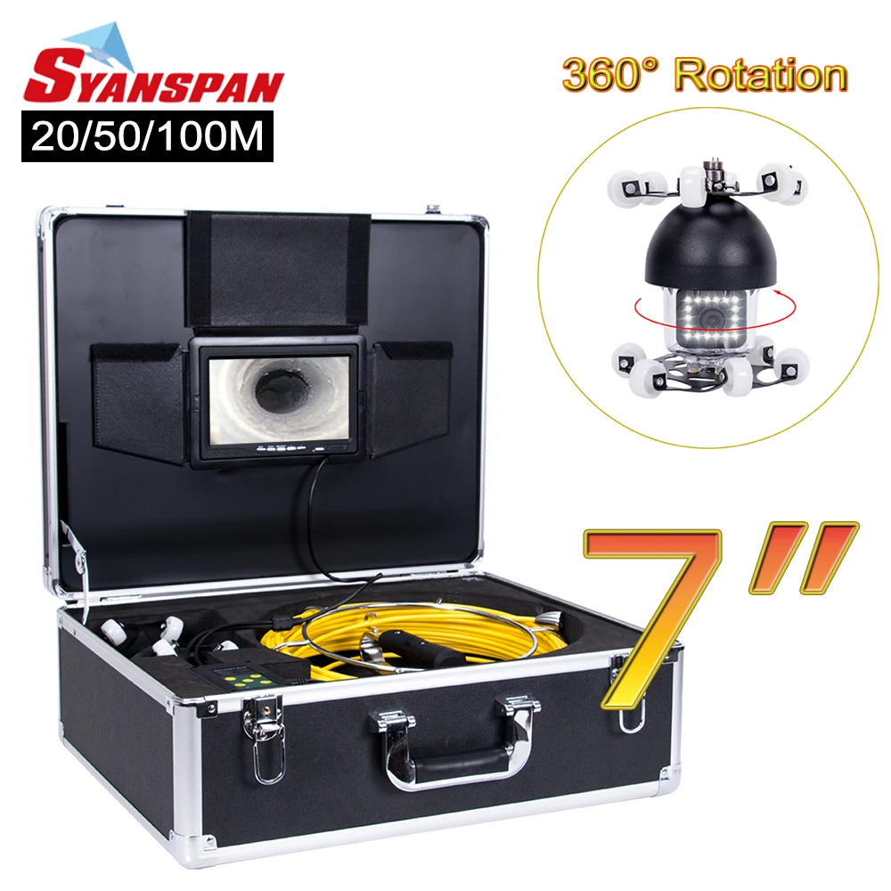SYANSPAN 7"Monitor Pipe Inspection Video Camera,1000TVL Drain Sewer Pipeline Industrial Endoscope System 360 degree Rotation
SYANSPAN 7"Monitor Pipe Inspection Video Camera,1000TVL Drain Sewer Pipeline Industrial Endoscope System 360 degree Rotation