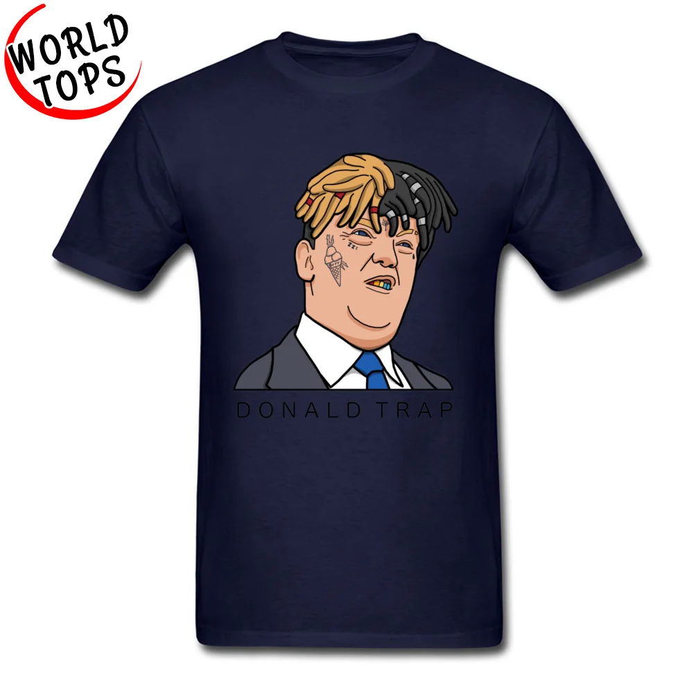 DONALD TRAP Summer/Autumn 100% Cotton O Neck Tops Tees Short Sleeve Funny Tee Shirt Special Casual T Shirts Top Quality DONALD TRAP navy