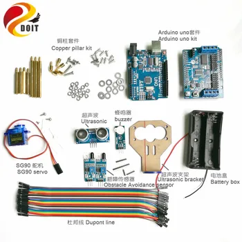 1 Set Obstacle Avoidance for Robot Tank Car with Arduino UNO R3 Board+Motor Drive Board+IR Barrier Module+Ultrasonic Sensor 
1 Set Obstacle Avoidance for Robot Tank Car with Arduino UNO R3 Board+Motor Drive Board+IR Barrier Module+Ultrasonic Sensor