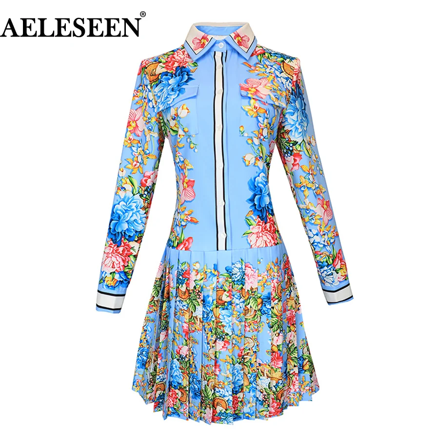 AELESEEN Women's Runway Shirt Dress Elegant Vintage Spring Autumn Flower Print DresS Femme Long Sleeve Flower Pleated Dress
AELESEEN Women's Runway Shirt Dress Elegant Vintage Spring Autumn Flower Print DresS Femme Long Sleeve Flower Pleated Dress