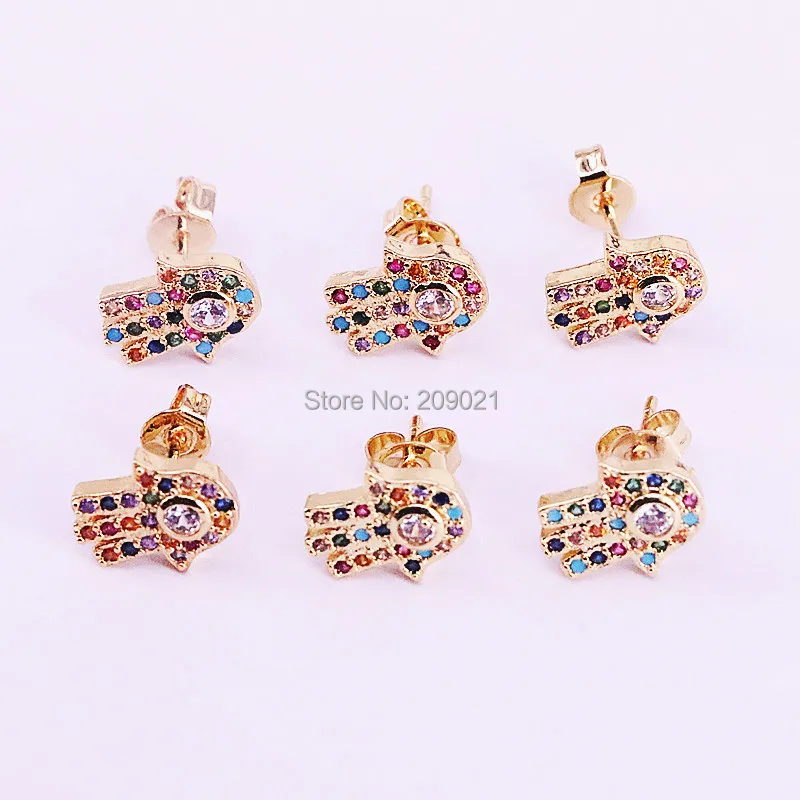 10Pairs gold color rainbow multi color cz lucky eye hamsa hand stud earrings women trendy jewelry wholesale
10Pairs gold color rainbow multi color cz lucky eye hamsa hand stud earrings women trendy jewelry wholesale