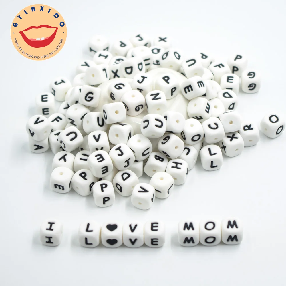 

GYLAXIDO 5Pcs Food Grade Silicone Letters English Alphabet beads 12mm Baby Teething Necklace Accessories Does not contain BPA