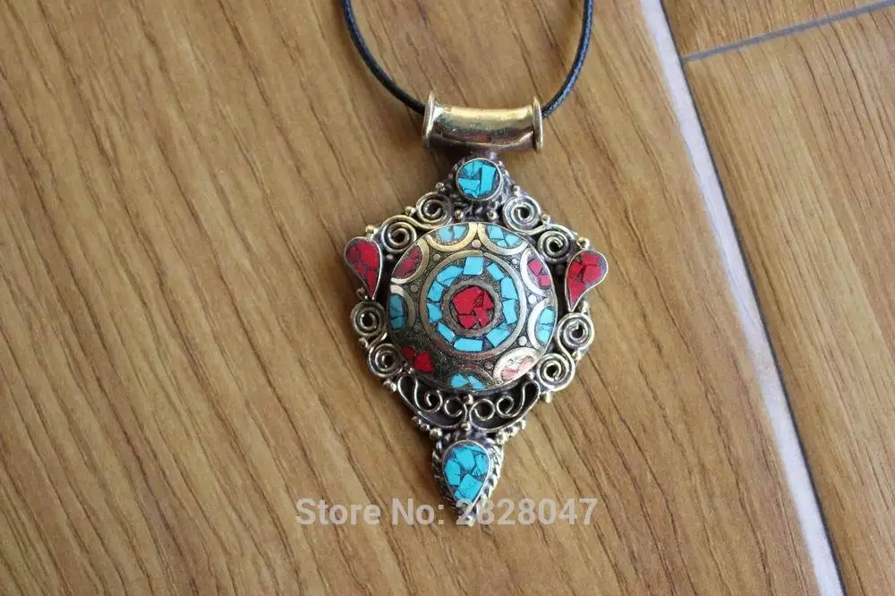 PN246 Vintage Tibetan Brass Inlaid Semi-precious Stone Women Pendant Handmade Nepalese Jewelry
PN246 Vintage Tibetan Brass Inlaid Semi-precious Stone Women Pendant Handmade Nepalese Jewelry