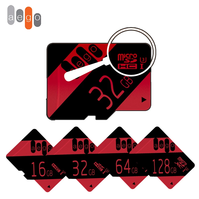 AEGO Micro SD карта 32 ГБ реального Ёмкость 16 64 128 TF карты Class10 UHS 3 памяти flash для