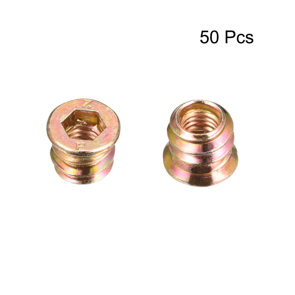 Uxcell 50pcs Carbon Steel Zinc Plated Threaded Insert Wood Furniture Interface Hex Socket Drive Threaded Insert Nuts M6x10mm
Uxcell 50pcs Carbon Steel Zinc Plated Threaded Insert Wood Furniture Interface Hex Socket Drive Threaded Insert Nuts M6x10mm