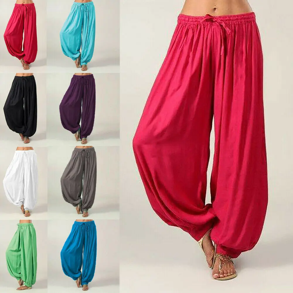 Men Women Maroon Color Cotton Harem Pants Genie Trouser Dance Yoga Unisex Hippie
