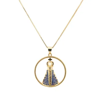 12pcs South American foreign trade sells round blue zircon Goddess Pendant factory direct copper plated gold religious Necklace
12pcs South American foreign trade sells round blue zircon Goddess Pendant factory direct copper plated gold religious Necklace