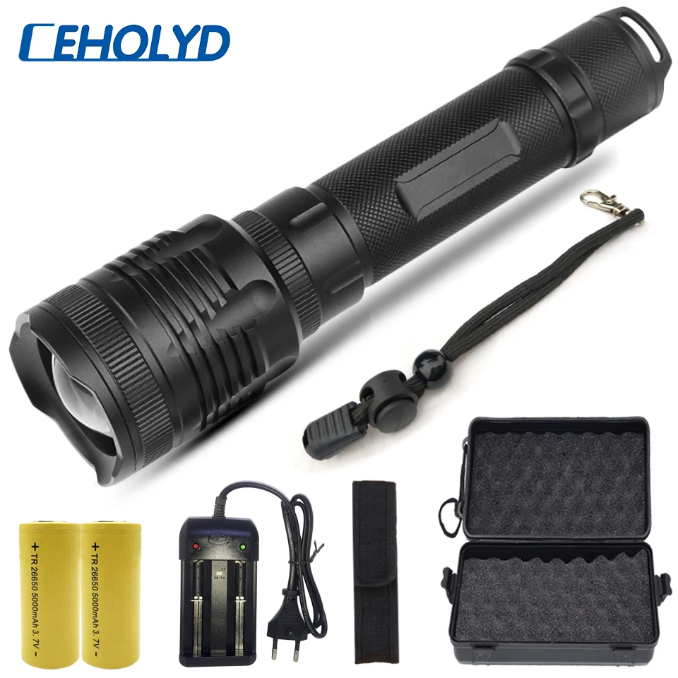 Ultra Bright CREE XLamp XHP70.2 3200LM Led flashlight torch waterproof Zoomable Light 18650 or 26650 rechargeable battery
Ultra Bright CREE XLamp XHP70.2 3200LM Led flashlight torch waterproof Zoomable Light 18650 or 26650 rechargeable battery