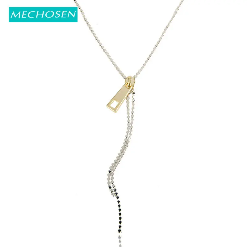 MECHOSEN Creative Zipper Pendant Necklace Trendy Fine Jewelry for Office Lady Personality colar ketting stranger things hippie | Украшения