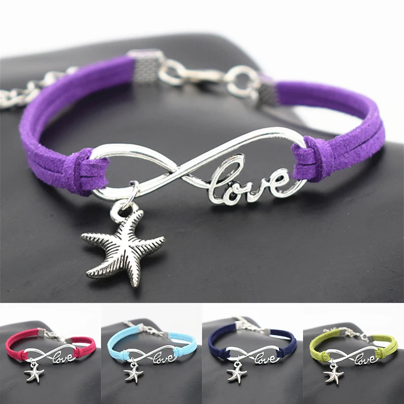 10pcs/lot New Antique Silver Infinity Love Starfish Bracelet & Bangle Sea Star Charm Bracelets for Women Party Wedding Jewelry
10pcs/lot New Antique Silver Infinity Love Starfish Bracelet & Bangle Sea Star Charm Bracelets for Women Party Wedding Jewelry