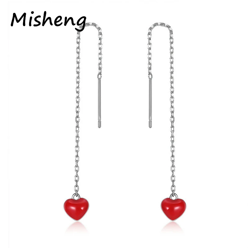Misheng 100% 925 Sterling Silver Long Red Small Heart Earrings Women Fashion Accessories Friendship Brand Jewelry Gift
Misheng 100% 925 Sterling Silver Long Red Small Heart Earrings Women Fashion Accessories Friendship Brand Jewelry Gift