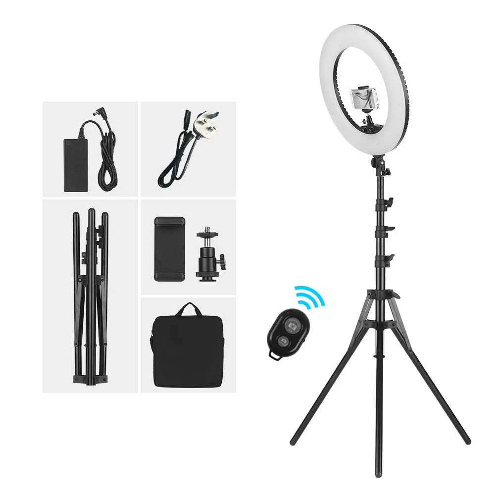 18 Inch 48w Brightess Adjustment 3200k-5600k Smd Led Ring Photographic Studio Photo Light Kit With Tripod Stand Carrying Bag
18 Inch 48w Brightess Adjustment 3200k-5600k Smd Led Ring Photographic Studio Photo Light Kit With Tripod Stand Carrying Bag