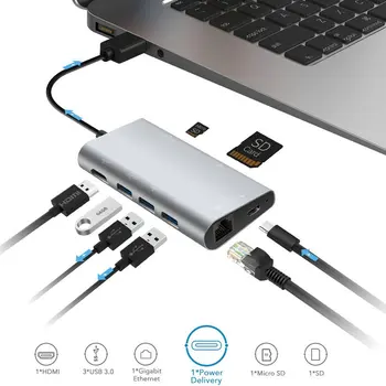 USB C Type-c Thunderbolt3 to Gigabit RJ45 USB3.0 Hub HDMI 4K 1080P SD/TF Card Reader Multiport Adapter for Macbook HUAWEI Phone
USB C Type-c Thunderbolt3 to Gigabit RJ45 USB3.0 Hub HDMI 4K 1080P SD/TF Card Reader Multiport Adapter for Macbook HUAWEI Phone