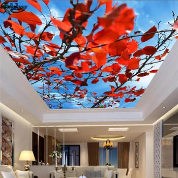 beibehang Large custom wallpaper beautiful blue sky red leaves ceiling roof painting home decoration
beibehang Large custom wallpaper beautiful blue sky red leaves ceiling roof painting home decoration
