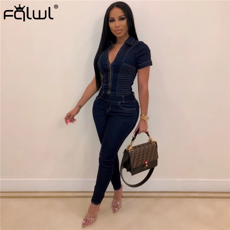 FQLWL Streetwear Denim Jeans Sexy Jumpsuit Women Overalls V Neck Zipper Bodycon Skinny Summer Rompers Womens Jumpsuit Female
FQLWL Streetwear Denim Jeans Sexy Jumpsuit Women Overalls V Neck Zipper Bodycon Skinny Summer Rompers Womens Jumpsuit Female