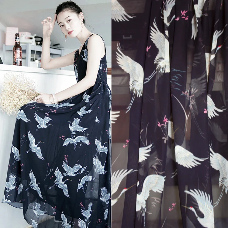 Crane printed fabric meter 150 cm perspective chiffon fabric material soft dress tulle fabric wholesale cloth chinese fabrics
Crane printed fabric meter 150 cm perspective chiffon fabric material soft dress tulle fabric wholesale cloth chinese fabrics