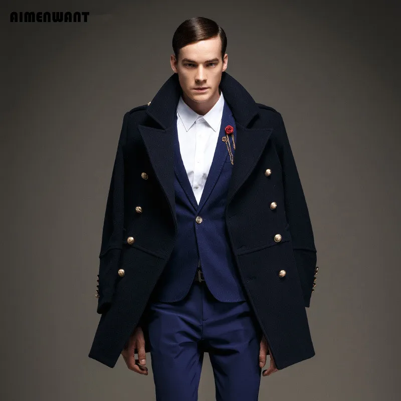 AIMENWANT 2017 newest men's clothing double breasted military retro wool pea coat Europe man warm army windbreak jacket trench
AIMENWANT 2017 newest men's clothing double breasted military retro wool pea coat Europe man warm army windbreak jacket trench
